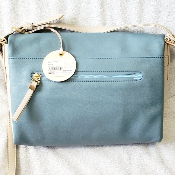 MATMAZEL "Katerina" Two Compartment- Crossbody Purse- Handbag- Blue & Cream - Picture 6 of 12